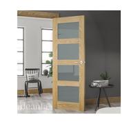 Deanta Coventry Unfinished Oak 4 Lite Frosted Glaze Door Size:: 1981 x Coventry Unfinished Oak 4 Lite Frosted Glaze Door