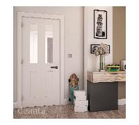 Deanta Eton White Primed Glazed Deanta doors: 1981 x 686 (27") x Eton White Primed 2 Lite Glazed Door