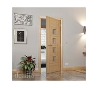 Deanta Pamplona Prefinished Oak Glazed fire Door Size:: 1981 x 762 (30 Pamplona Prefinished Oak 4 Lite Glazed Door