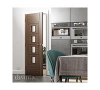 Deanta Pamplona Prefinished Walnut Glazed Door Size:: 1981 x 610 (24&q Pamplona Pre-finished Wanut 4 lite Glaze Door
