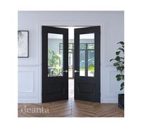 Deanta Sandringham Black Prefinished Bevelled Glaze Size:: 1981 x 686 Sandringham Black Prefinished Bevelled Glaze Door