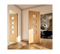 Deanta Seville Prefinished Oak Glazed 4 Lite Slanted Door Deanta doors Seville Prefinished Oak Glazed 4 Lite Slanted Door