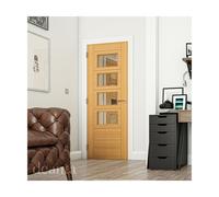Deanta Seville Prefinished Oak Glazed 4 Lite Square Door Size:: 1981 x Seville Prefinished Oak Glazed 4 Lite Square Door