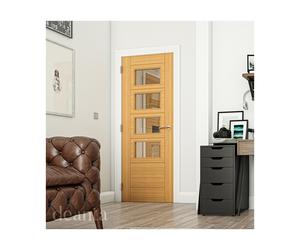 Deanta Seville Prefinished Oak Glazed 4 Lite Square Door Size:: 1981 x Seville Prefinished Oak Glazed 4 Lite Square Door