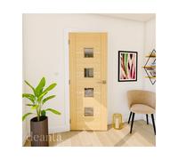 Deanta Valencia Prefinished Oak Glazed Door Size:: 1981x762x35mm Valencia Prefinished Oak 4 Lite Glazed Door