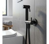 Deante Black Finished Brass Bidet Tap Expendable Handle 1.5M Hose Angled Connection