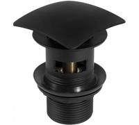 Deante Click-Clack Slotted Square Push Button Waste Plug Sink Basin Black Powder Coated