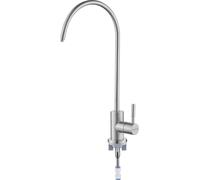 Deante Swan Neck Single Flow Drinking Water Tap, Chrome, Swivel Spout, Deck Mounted, Modern Kitchen Faucet (Brushed Steel)