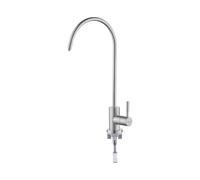 Deante Swan Neck Single Flow Drinking Water Tap, Chrome, Swivel Spout, Deck Mounted, Modern Kitchen Faucet (Brushed Steel)