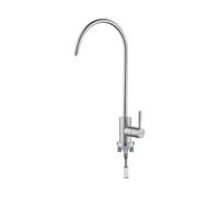 Deante Swan Neck Single Flow Tap - Brushed Steel