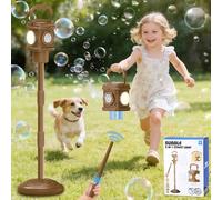 deAO 2-in-1 Bubble Machine Outdoor Lamp, Brown Donut Style with Mega Bubbles & Gentle Light, Portable Lantern with Carry Handle, Sensory Toy for Kids 3+, Ideal for Garden Camping Party Evening Play