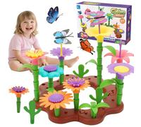 deAO 54PCS DIY Flower Garden Toy - Creative Building & Planting STEM Playset for Girls Ages 3-6 - 3+