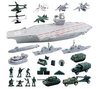 deAO Aircraft Carrier Battleships Toy with Small Scale Model Planes, Warships, Military Vehicles, Micro Machines Battleship, Helicopter, Trucks, Tank, Army Men Toys, Birthday Gift for Kids 3+