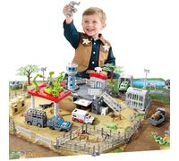 deAO Animal Rescue Play Set with Animal Collection Station, Truck, Ambulance, Plane, 2 Tow Vehicles, Radar Tower, 12 Animal Figures Figure and Accessories, Gifts for Boys and Girls from 3 Years