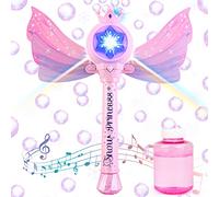 deAO Bubble Machine for Kids, Light Up Princess Bubble Wand for Girls with Music & Detachable Wings, Automatic Bubble Blower Maker Toys Outdoor Indoor Garden Wedding Party Toys for Toddlers Ages 3+