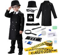 deAO Children's Detective Set, 15-Piece Detective Birthday Party Bag with Detective Coat, Detective Hat, Notebook, Spy Glasses, Detective Role Play, Party Gifts for Boys and Girls