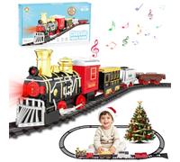 deAO Classic Christmas Electric Train Set, Battery Powered Railway Toy with Locomotive Engine, Classic Railway Toy Under the Tree with Lights & Sounds, Christmas Home Decoration, Gift for Kids Ages 3+