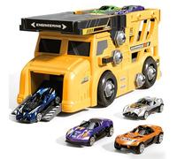 deAO Construction Vehicle Set with Electric Drill, DIY Assembly Toy Cars, Interactive Building Toy with Electric Screwdriver, 6Pcs Mini Cars, Construction Educational Toy, Birthday Gift for Kids 3+