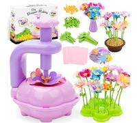 deAO DIY Flower Bouquet Making Kit, with Flower Press, Basket, Vase, Base, Colorful Petals Stems, Kids Craft Set, DIY Flowers Pressing Kit, Creative Play Toys for Kids 3+