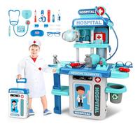 deAO Doctor Set for Kids Pretend Medical Station Set Medical Instruments Stethoscope with Realistic & Lights Doctor Role Play Educational Toys for 3 4 5 Year Old Girls Boys Christmas Birthday