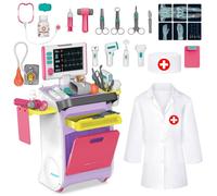 deAO Doctors Trolley Set for Kids, Pretend Play Doctor Set with Stethoscope and Medical Toy Accessories, Children Doctor Role Play Toys for 3+ Years Old Boys and Girls (Pink)