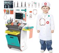 deAO Doctors Trolley Set for Kids, Pretend Play Doctor Set with Stethoscope and Medical Toy Accessories, Children Doctor Role Play Toys for 3+ Years Old Boys and Girls (Blue)