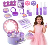 deAO Girls Pretend Makeup Kit with Carry Case - My First Kids Makeup Playset for Toddler Role Play & Imaginative Learning