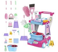 deAO Kids Cleaning Set, Household Toys for Kids Housekeeping Pretend Play Set, Include Broom, Mop, Duster, Dustpan, Brushes, Cleaning Role Play Tools for 3 4 5 6 Boys and Girls