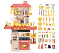 deAO Kitchen Playset Toy with Realistic Lights & Sounds, Kids Play Kitchen Set with Simulation of Spray Features, Pretend Role Play Toys with Lots of