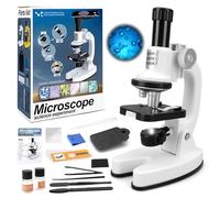 deAO Microscope for Kids, 1200X Magnification Science Microscope Kit with LED Light, Mobile Phone Adapter, 3D Slides, Magnifying Glass, Test Tubes, Color Filters, Science Explorer Set, 8+ Years