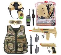 deAO Military Soldier Camouflage Desert War Costume Set & Storage Backpack