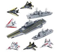 deAO Model Military Naval Ship Aircraft Carrier Toy Play Set with Small Scale Model Planes, Battleship and Supply Ship Included