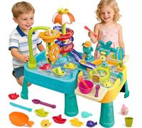 deAO Sand and Water Table for Kids, Electric Play Sink with Running Water, Toddler Sand Water Activity Table with Fishing Toys & Splash Pond, Indoor Outdoor Sensory Summer Toy for Boys Girls Age 3+