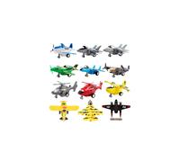 deAO Set of 12 Pull Back Airplanes Vehicle Playset Variety Pack of Helicopters, Stealth Bombers, Fighter Jets, Aircraft, Planes, Multicoloured
