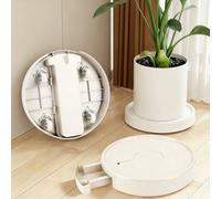 Deao Toys 2-Pack Plant Pot Mobile Mover Saucer With Hidden Wheels & Removable Drip Tray, Plant Caddy Indoor Out Door Pot Stand White