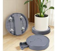 Deao Toys 2 Pack Plant Pot Mobile Mover Saucer With Hidden Wheels, Removable Drip Tray Pot Stand Plant Caddy For Indoor Outdoor Plants Grey