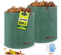 deAO Toys 2 x 500L Garden Waste Bags Waterproof Heavy Duty, Waterproof, Foldable, Reusable Garden Waste Bags - green