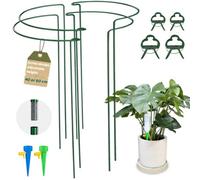 Deao Toys 4 Pack 25 X 60Cm Adjustable Height Modular Plant Support Stakes Metal Half Round Ring Cages With Selfwatering Spikes