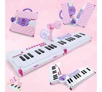 Deao Toys 40-Key Foldable Pink Piano Keyboard For Kids Portable Musical Learning Toy With Lights Sounds Educational Music Toy For Todd