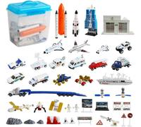 deAO Toys 44 Pcs Astronaut Space Ship Shuttle Rocket Pretend Play Set with Aerospace Control Centre Educational Toys