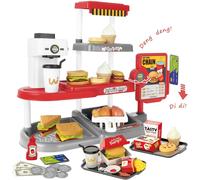 deAO Toys 71Pcs Kids Fast Food Playset Caterer Kitchen Toy Set - red - 3+