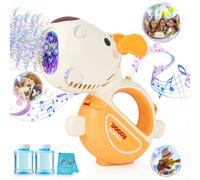 deAO Toys Animal-Themed Bubble Machine for Kids - Portable Bubble Gun with Lights & Music, Includes 2 Bottles of Bubble Solution