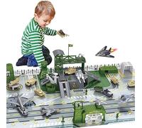 deAO Toys Army Men Playset Military Base Set with Military Vehicle Weapon Gear Accessories