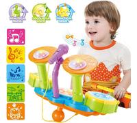 deAO Toys Beginners Musical Table Top Drum Kit Play Set - 3+ - multi