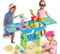 Deao Toys Blue Sand And Water Table Activity Sandbox Sensory Table For Kids Summer Outdoor Multifunctional Table Toy
