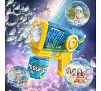 deAO Toys Bubble Gun for Kids Colorful LED Lights colorful bubbles Bubble Maker - blue &yellow - bubble machine