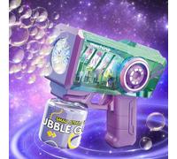 deAO Toys Bubble Gun for Kids Colorful LED Lights colorful bubbles Bubble Maker Outdoor - Bubble machine - purple & blue