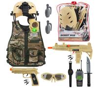 deAO Toys Camouflage Desert Soldier Costume Role Play Set with Helmet