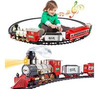 Deao Toys Christmas Train Set With Light & Sounds, Smoke Effect, Christmas Tree Train Set Around The Tree, Electric Train Sets For Kids