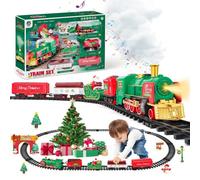 Deao Toys Christmas Train Set With Steam, Lights And Music Electric Holiday Toy Train With Realistic Smoke, 1 Locomotive 4 Carriages